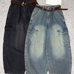 Quần Thụng Jeans Nữ Túi Hộp Vải Dày Mềm Không Co Giãn - QG297