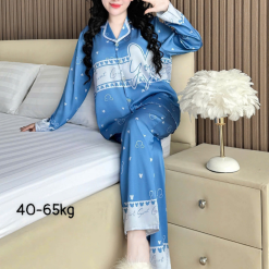 Đồ Bộ Ngủ Nữ - Đồ Bộ Tay Dài Quần Dài Họa Tiết Đơn Giản Mặc Mát Thoải Mái Size Thường 40–60kg - DBO5200