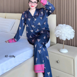 Đồ Bộ Ngủ Nữ - Đồ Bộ Tay Dài Quần Dài Họa Tiết Đơn Giản Mặc Mát Thoải Mái Size Thường 40–60kg - DBO5200