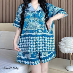 Đồ Bộ Ngủ Nữ Họa Tiết Sang Trọng Mặc Mát Thoải Mái Size Lớn 50–80kg - DBO5205