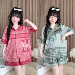 Đồ Bộ Ngủ Nữ Họa Tiết Sang Trọng Mặc Mát Thoải Mái Size Lớn 50–80kg - DBO5205