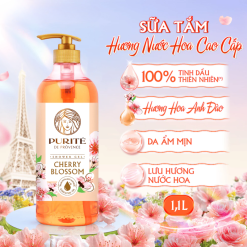 Sữa Tắm Purite Hương Hoa Anh Đào Cherry Blossom 1,1 lít - Sữa Tắm Dưỡng Sáng Da - 8935136865648