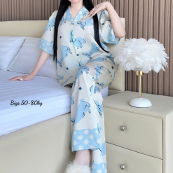 Đồ Bộ Ngủ Nữ - Đồ Bộ Tay Ngắn Quần Dài Họa Tiết Hoạt Hình Dễ Thương Mặc Mát Thoải Mái Big Size 50–80kg - DBO5206