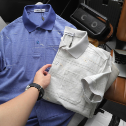Áo Thun Nam Polo - Áo Thun Cổ Bẻ Nam Phối Sọc Hoa Túi Trước Ngực Sang Trọng Có Big Size - CS297