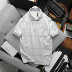 Áo Thun Nam Polo - Áo Thun Cổ Bẻ Nam Phối Sọc Hoa Túi Trước Ngực Sang Trọng Có Big Size - CS297