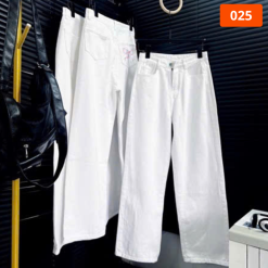 Quần Suông Nữ - Quần Jeans Suông Nữ Thêu Nơ Chất Liệu Vải Dày Mềm Không Co Giãn - QG309