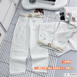 Quần Thụng Nữ - Quần Jeans Thụng - Quần Thụng Kaki Nữ Rách Túi Chất Liệu Vải Dày Mềm Không Co Giãn - QG313