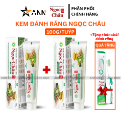Combo 2 Cây Kem Đánh Răng Ngọc Châu Trắng Răng 100g/Tuýp - Kem Đánh Răng Dược Liệu + Tặng 1 Bài Chải Đánh Răng - 8936009151981