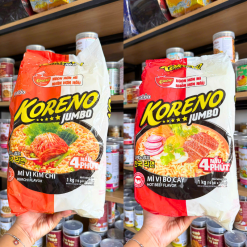 Mì Cay Koreno Jumbo Vị Bò - Vị Kim Chi - Mì Cay Hàn Quốc Túi 1kg (10 Gói x 100g) - 8936028640800