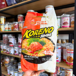 Mì Cay Koreno Jumbo Vị Bò - Vị Kim Chi - Mì Cay Hàn Quốc Túi 1kg (10 Gói x 100g) - 8936028640800