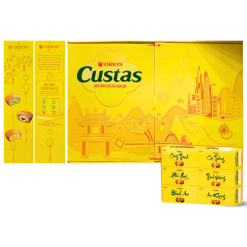 Hộp Bánh Tết Orion Custas Vạn Lộc - Bộ Quà Tết Custas Orion Vạn Lộc Mix 3 Vị Hộp 564g Gồm 6 Món - HBT03
