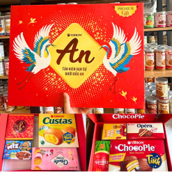 Hộp Bánh Tết Orion An Khang - Bộ Quà Tết Con Hạt Orion An Khang Hộp 1,7272g Gồm 8 Món - 8936029422566