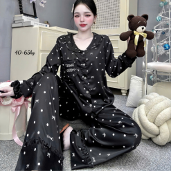 Đồ Bộ Pijama Nữ - Đồ Bộ Tay Dài Quần Dài Viền Bèo Họa Tiết Nhí Size 40-65kg - DBO5209