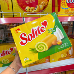 Bánh Solite Trứng Kem Vị Lá Dứa - Bánh Kinh Đô Solite Lá Dứa - Bánh Bông Lan Cuộn Kem 288g (16 Gói x 18g) - 8934680013451