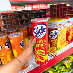 Bánh Snack Khoai Tây Lát Slide Thơm Cay - Bánh Slide Khoai Tây Màu Đỏ 145Gr (Hộp To) - 8934680011228