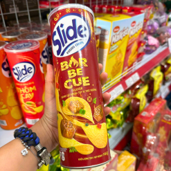 Bánh Snack Khoai Tây Lát Slide Vị Thịt Nướng - Bánh Slide Khoai Tây Màu Nâu 145Gr (Hộp To) - 8934680011204