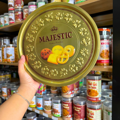 Bánh Quy Hộp Thiếc MAJESTIC Hộp Tròn Đồng Tiền Vàng 382g - 8936047442447