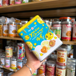 Bánh Quy Nhân Kem Cam Yuzu Hộp Thiếc KILIN Thái Lan 400g - Hộp Xanh Vàng - 8859465691009