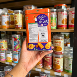 Bánh Quy Nhân Trà Thái Hộp Thiếc KILIN Thái Lan 400g - Hộp Màu Cam Tím - 8859465691252