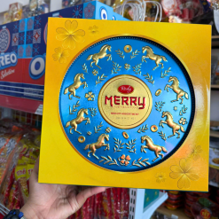 Bánh Quy Thập Cẩm RICHY MERRY Hộp Thiếc 334g (Xanh Dương/Đỏ) - Kèm Túi - 8936226200486