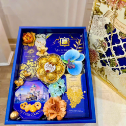 Hộp Quà Tết - Quà Tặng Tết Hộp Bánh Cứng Sang Trọng Vàng Đỏ Xanh - Quà Trang Trí Tết - QTTT58