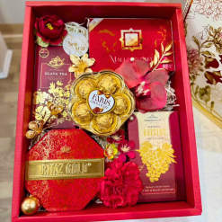 Hộp Quà Tết - Quà Tặng Tết Hộp Bánh Cứng Sang Trọng Vàng Đỏ Xanh - Quà Trang Trí Tết - QTTT58