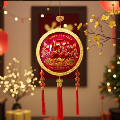 Dây Treo Tròn Đèn Led Không Nhạc Trang Trí Tết - Dây Treo Đèn Tròn Chữ Lộc/Ông Thần Tài - DTDT01