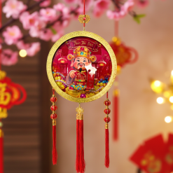 Dây Treo Tròn Đèn Led Không Nhạc Trang Trí Tết - Dây Treo Đèn Tròn Chữ Lộc/Ông Thần Tài - DTDT01