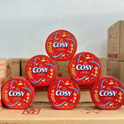 Bánh Quy Bơ Thập Cẩm Socola Cosy Assorted Butter Cookies 135g - Hộp Thiếc Tròn Màu Đỏ - BQBTCSC135G