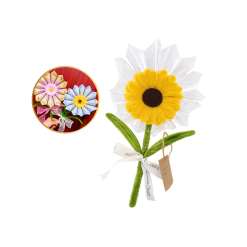 [Không Đèn Chớp] Hoa Gài Tiền - Hoa Gắn Tiền - Hoa Đựng Tiền Hướng Dương Trong Suốt - Hoa Sáp - HGT01