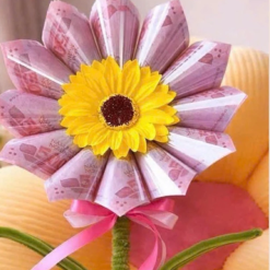 [Không Đèn Chớp] Hoa Gài Tiền - Hoa Gắn Tiền - Hoa Đựng Tiền Hướng Dương Trong Suốt - Hoa Sáp - HGT01