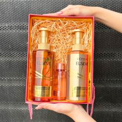 Set Quà Tặng Bộ Dầu Gội Xả Loreal Paris Extraordinary Oil Smooth 440ml & 1 Dầu Gội Hồng Mini - SETLOREALVANG
