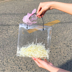 Set Phụ Kiện Giỏ Quà Tặng - Túi Trong Vuông Lót Giấy Rơm Thắt Nơ Xinh Xắn Nhiều Màu - SETQUA02