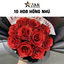 10 Bông Hồng Nhũ Tông Đỏ Size To - CB10BONGNHU