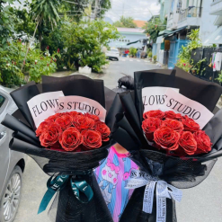 10 Bông Hồng Nhũ Tông Đỏ Size To - CB10BONGNHU