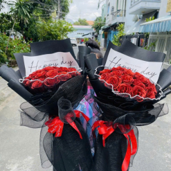 10 Bông Hồng Nhũ Tông Đỏ Size To - CB10BONGNHU