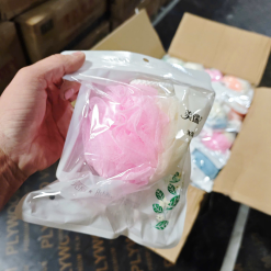 Bông Tắm Tròn 2 Màu Trắng Hồng - 1 Cái ( HÀNG THƯỜNG CÓ TÚI) - BTT2MTH