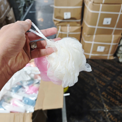 Bông Tắm Tròn 2 Màu Trắng Hồng - 1 Cái ( HÀNG THƯỜNG CÓ TÚI) - BTT2MTH