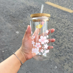 Ly Thủy Tinh Dove Cao Cấp Họa Tiết Hoa Anh Đào - LYDOVE