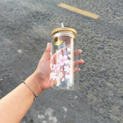 Ly Thủy Tinh Dove Cao Cấp Họa Tiết Hoa Anh Đào - LYDOVE