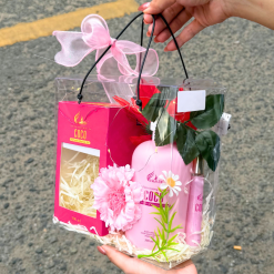 Set Giỏ Quà Tặng Sữa Tắm Nước Hoa Charme Coco Hồng + Nước Hoa Charme Coco (Có Đèn Chớp) - SETQUACHARME05