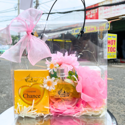 Set Quà Tặng Nước Hoa Nữ Charme Chance 30ml - Túi Trong Vuông Có Đèn Đom Đóm Lót Giấy Rơm Thắt Nơ Xinh Xắn Nhiều Màu - SETQUACHARME40