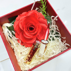 Set Hộp Quà Tặng Son Môi Love M.O.I Màu Vàng - Son Moi 3 Màu - Hộp Hoa Rơm Nhiều Màu - SETQUASONMOI06