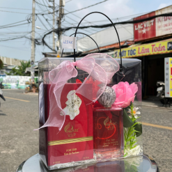 Set Giỏ Quà Tặng Nước Hoa Nữ Charme VIP 100ml - Túi Trong Vuông Có Đèn Đom Đóm Lót Giấy Rơm Thắt Nơ Xinh Xắn Nhiều Màu - SETQUACHARME46