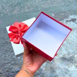 Hộp Quà Giấy Vuông Nhiều Màu Nắp Rời Đính Nơ Xinh - Hộp Vừa Không Có Hoa Rơm - HOPQUAGIAY01