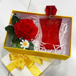 Set Hộp Quà Tặng Chữ Nhật Lớn Nước Hoa Nữ Charme Queen 100ml - Hộp Hoa Rơm Nhiều Màu - SETQUACHARME50