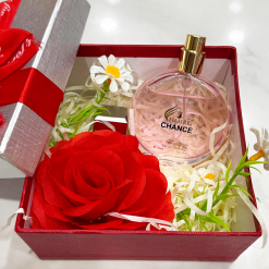 Set Hộp Quà Tặng Nước Hoa Nữ Charme Chance Hồng 50ml - Hộp Hoa Rơm Nhiều Màu - SETQUACHARME53