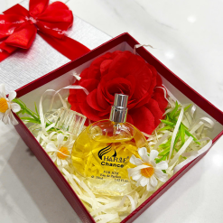 Set Hộp Quà Tặng Nước Hoa Nữ Charme Chance Vàng 50ml - Hộp Hoa Rơm Nhiều Màu - SETQUACHARME54