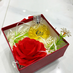 Set Hộp Quà Tặng Nước Hoa Nữ Charme Chance Vàng 50ml - Hộp Hoa Rơm Nhiều Màu - SETQUACHARME54