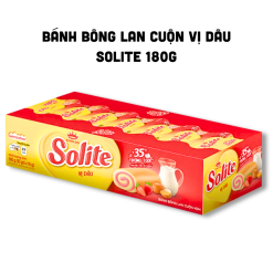Bánh Bông Lan Cuộn Solite Vị Dâu Hộp Giấy 180g - 8934680043663